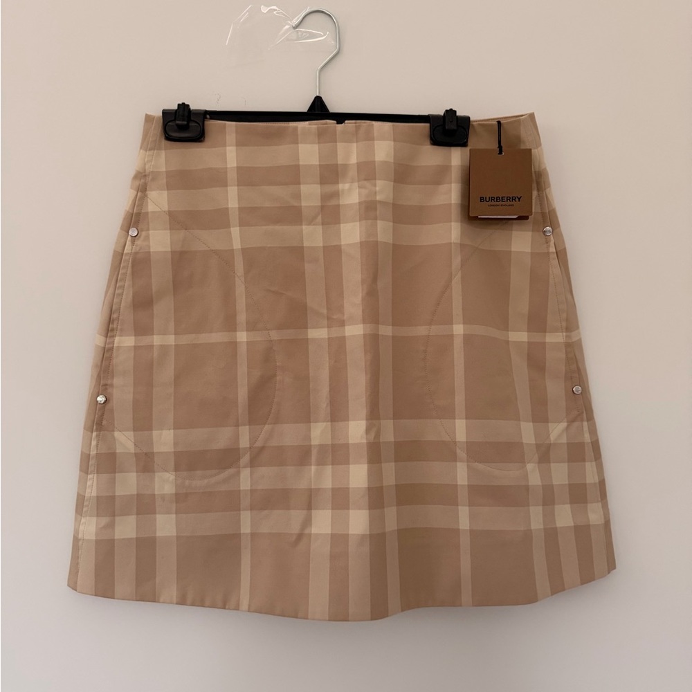 Burberry Beige Check Cotton Skirt Size 10